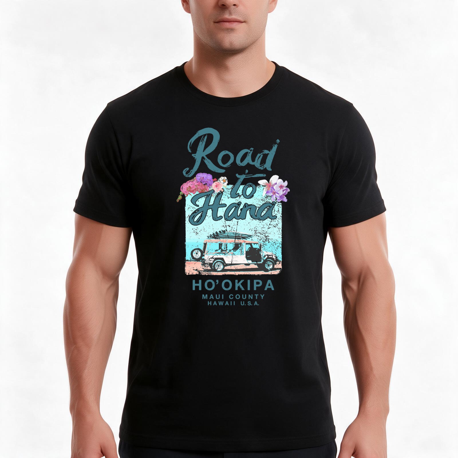 Vintage Hawaiian Floral Shirt - „Road to Hana Maui Hawaii“ –