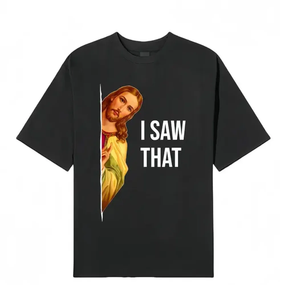 Short Sleeve Bowling Shirt Retro - Herren-T-Shirt im Retro-Stil mit Jesus-Meme „I