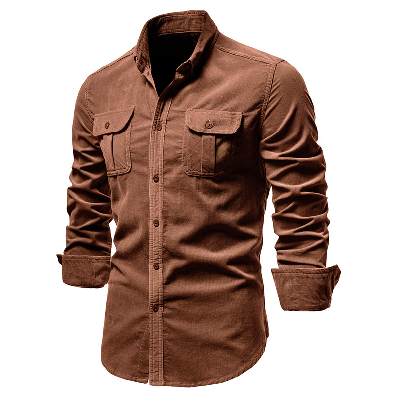 Vintage Einfarbig Cord Hemd Ja – Corduroy Button Up Shirt Men Bewertung und Preis