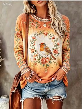 Damen Langarm-T-Shirt Vintage- – T-Shirts Bewertung und Preis