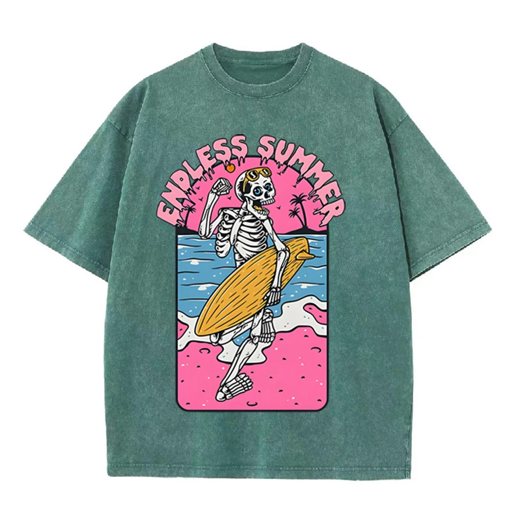 2026 Vintage Skeleton Surfer E – Acid Wash Vintage Graphic T Shirt Bewertung und Preis