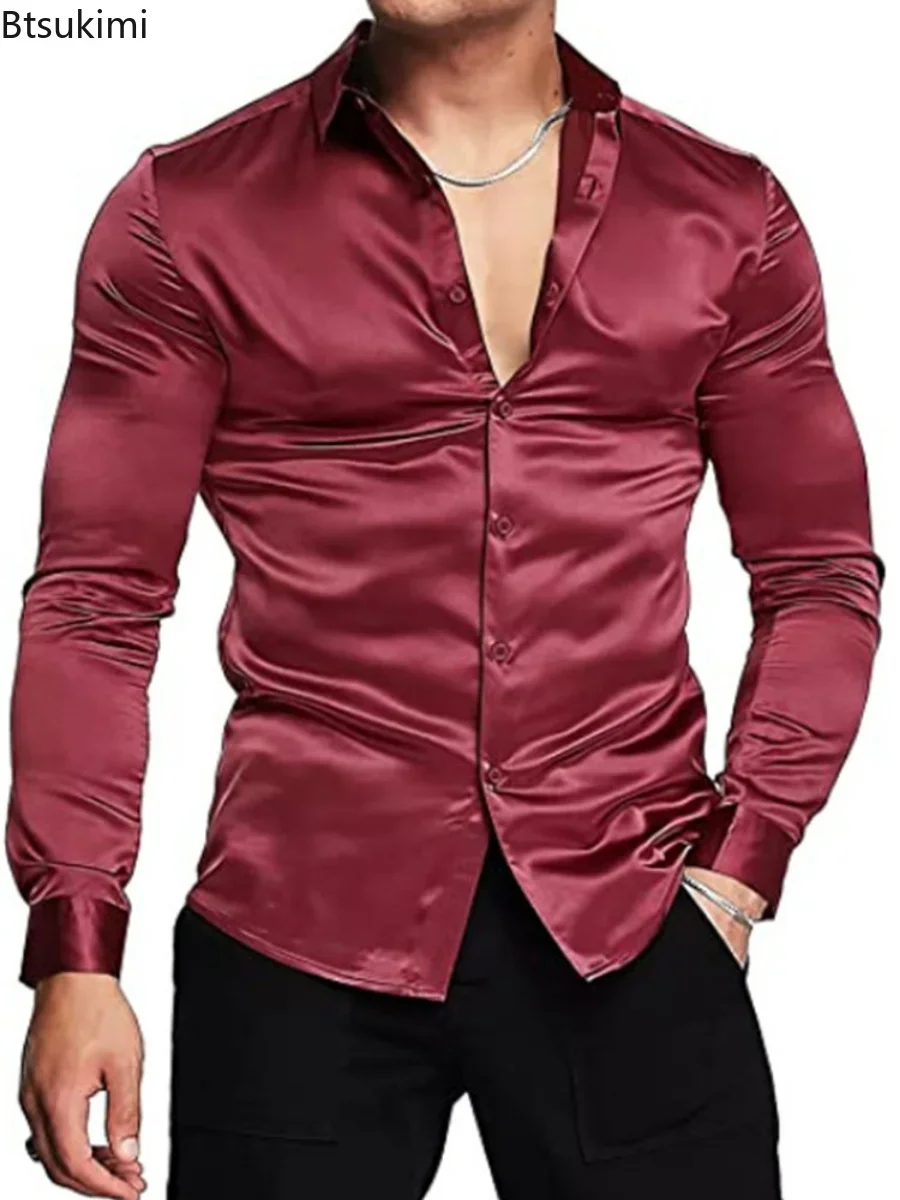 Neues 2026 Herren-Hemd, luxuri – Mens Satin Silk Dress Shirt Bewertung und Preis