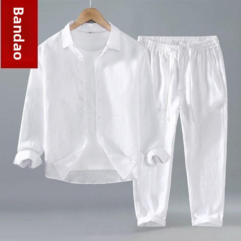 Loses Leinen-Freizeitoutfit fü – Mens Linen Shirt Long Sleeve Bewertung und Preis