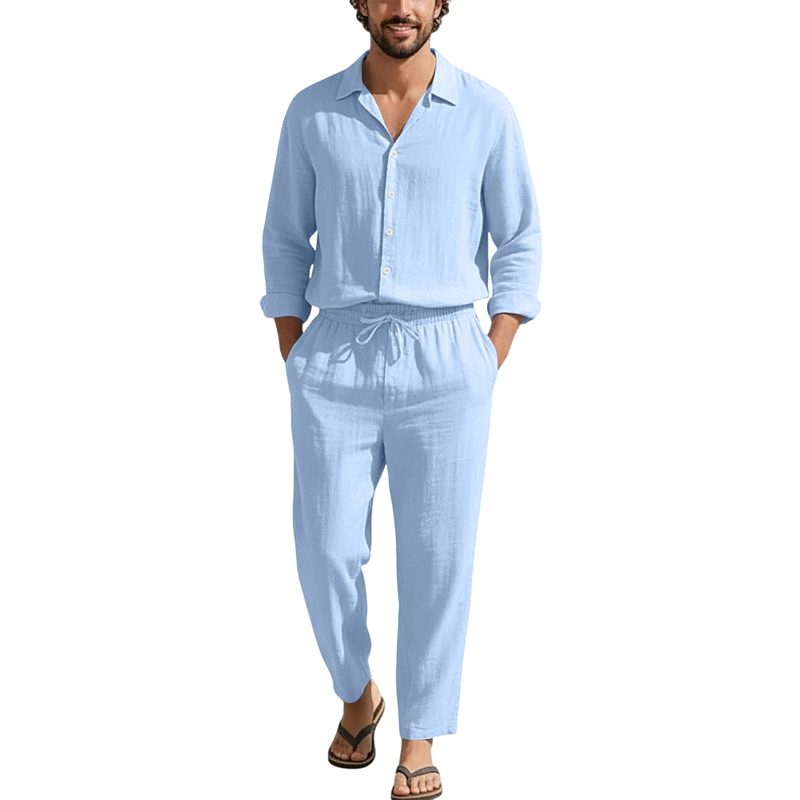 Frühling Sommer Leinen Freizei – Mens Linen Shirt Long Sleeve Bewertung und Preis