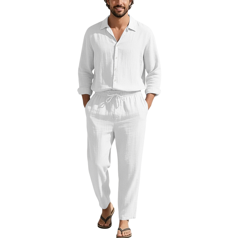 Frühling Sommer Leinen Freizei – Mens Linen Shirt Long Sleeve Bewertung und Preis